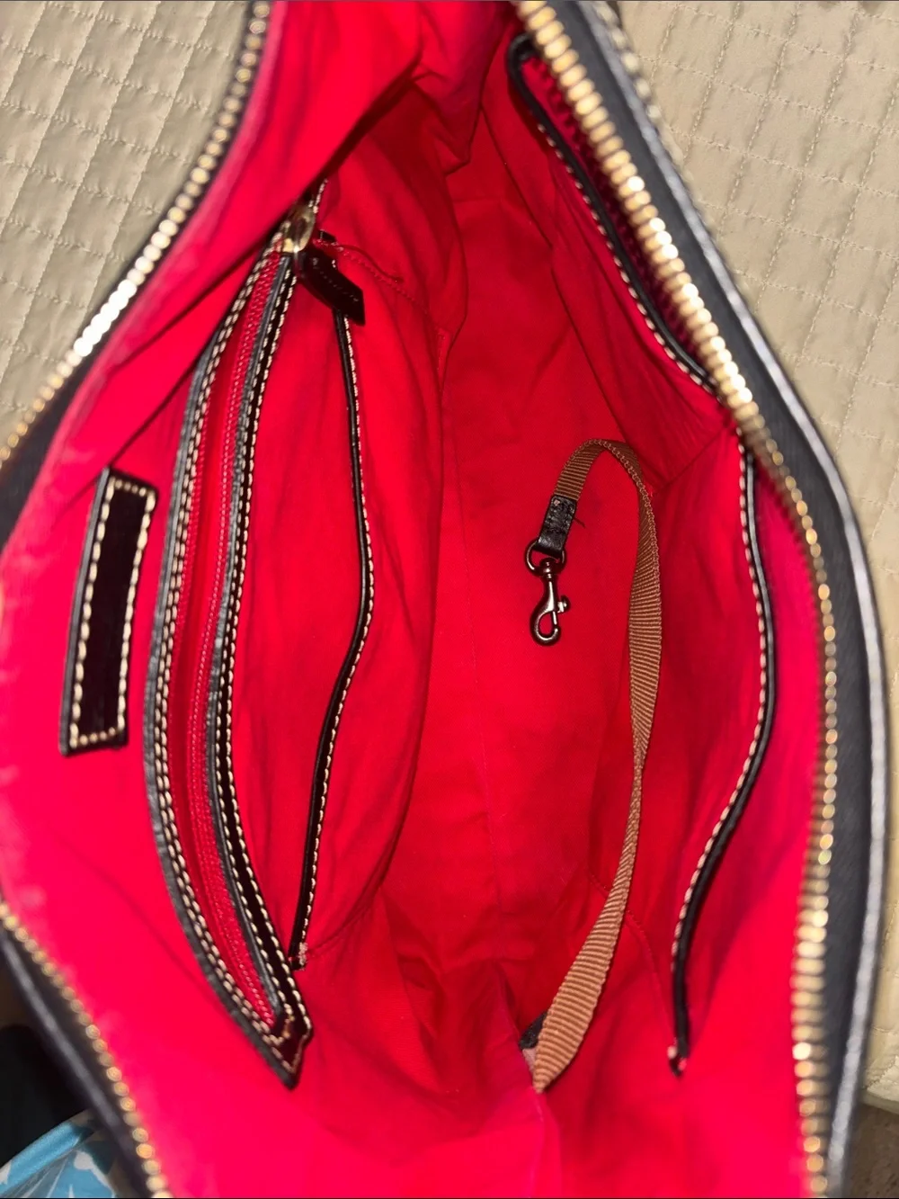 Dooney & Bourke Black Leather Hobo Bag Vintage 1975 Gold Logo